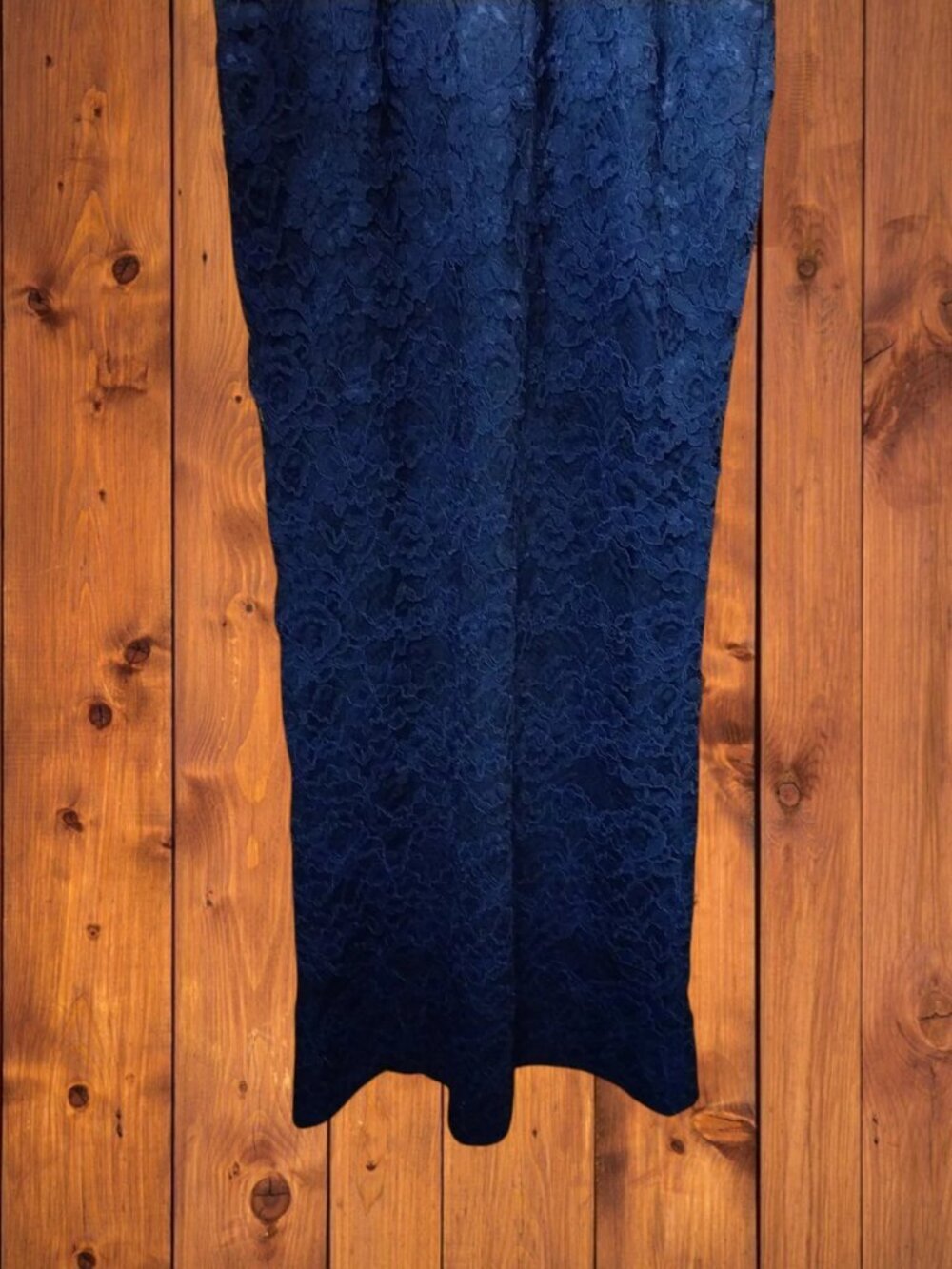 Adrianna Papell Blue Lace Gown Dress Size 8 V-Neck Formal Wedding Party Event - Picture 4 of 11